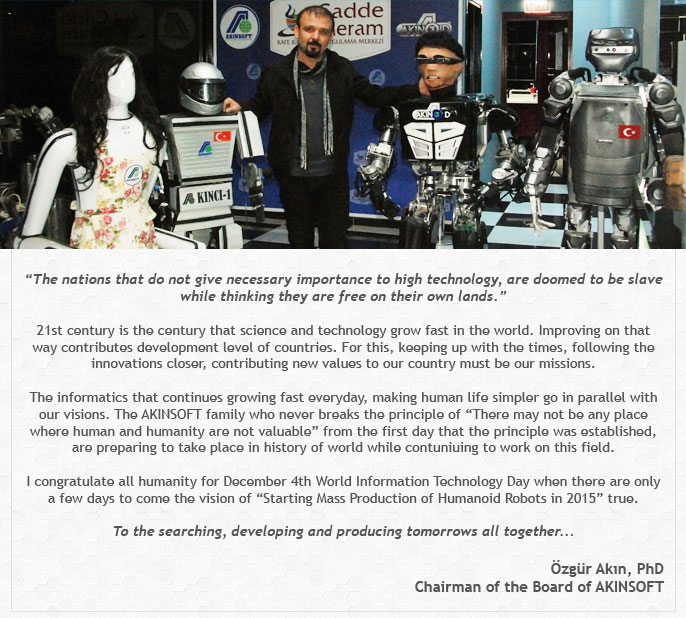 Congratulation Message of December 4th World Information Technology Day by Özgür Akın PhD