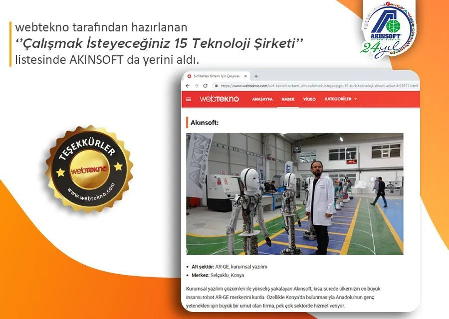 AKINSOFT is On The List of Top 15 Turkish Technology Companies That You Would Want To Work Even Just For The Quality Environment!